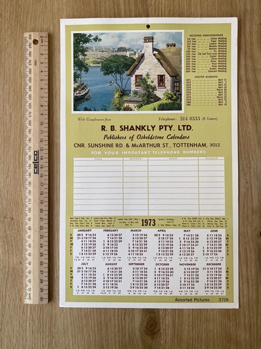 1973 Calendar Directory Litho Print Advertising Business Sample Vintage Ephemera - Picture 2 of 3