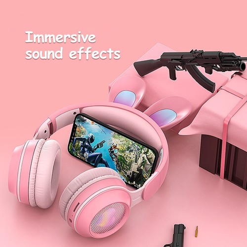 Rabbit Ear Headphones Wireless Luminous Extendable Wheat Headphones - Picture 4 of 11