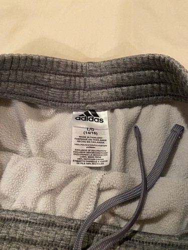 Adidas Boy's Gray Navy Three Stripe Active Pants Sweatpants Size Large 14-16 - Picture 4 of 4