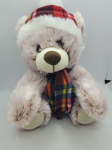 TEDDY BEAR TARTAN HAT & SCARF 11"PLUSH CUDDLY SOFT TOY TEDDY HUGGABLES TAGS - Picture 13 of 13