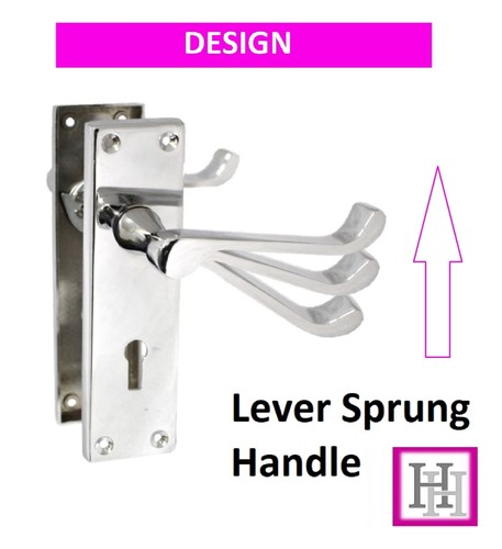 Door Handles Sets Lever Lock Chrome Modern Victorian Scroll & Sash Lock - Picture 4 of 23