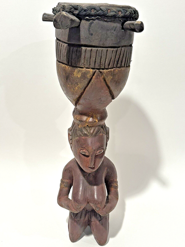 Antike afrikanische Zeremonientrommel evtl. Baga Stamm 17,5" hoch - Bild 1 von 11