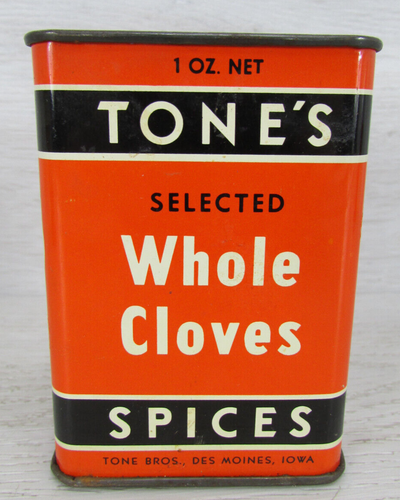 Vintage Tones Spice Tin Cloves Cinnamon Mustard Tone Bros Des Moines Lot Of 5 - Picture 8 of 19