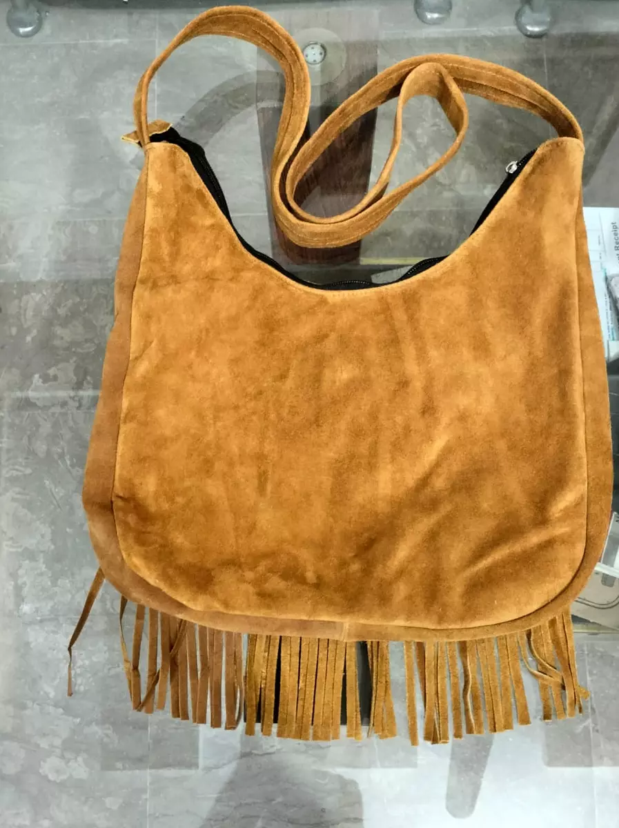 Native American Western Crossbody Handbag Suede Leather Bag Purse