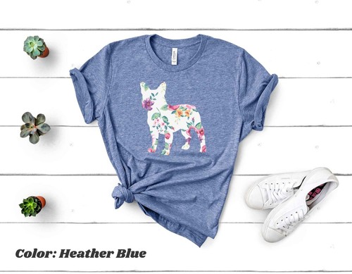 Blumen Französische Bulldogge Silhouette Shirt Frenchie Mama Liebhaber Geschenk für Frauen