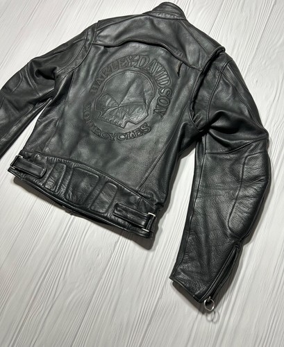 Chaqueta de Cuero Harley Davidson Calavera Reflectante Rara Talla M - Imagen 2 de 24
