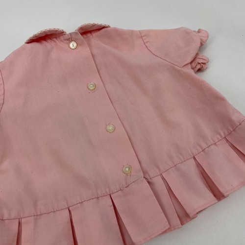 Vintage WONDERALL 6M Ballerina Baby Dress Pink Puff Sleeve Embroidered Pleated - Picture 8 of 9