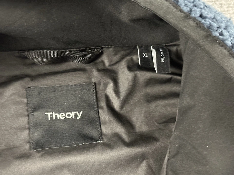 Theory Classon Full Fleece Jacket Mens XL Blue Deep Piled Zip Up Everyday Sherpa - Image 3 of 4