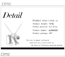 Dog Tag Bone Pendant Sliver Plated Necklace with Dog Paw Words Printed 18"