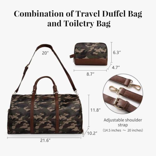 Weekender Bag Overnight Bag with Adjustable Strap with Toiletry Bag camouflage - Picture 3 of 8