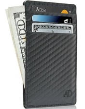 Genuine Leather Slim Card Holder Minimalist Wallets For Men Women RFID Blocking