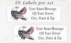 60 Personalized Return Address Labels 2/3" x 1 3/4"- Patriotic Usa Bald Eagle