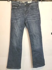 TK Axel Jeans Mens Blue Denim Slim Boot Embroidered Casual Outdoor 34x30