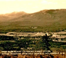 View from Mount Cranmore Summit House Ski Tramway Conway NH 1940s Postcard UNP