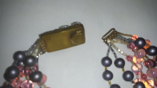 VINTAGE "ORNELLA" COLLECTIBLE NECKLACE 8 Strand, MADE IN ITALY Pinks & Purples. - Picture 9 of 12
