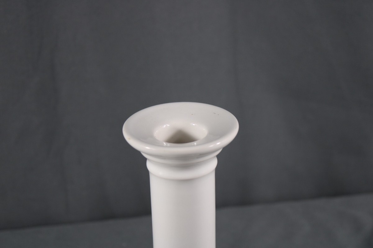 Doulton England White Candle Stick Holders Glazed Pottery 5 3/4