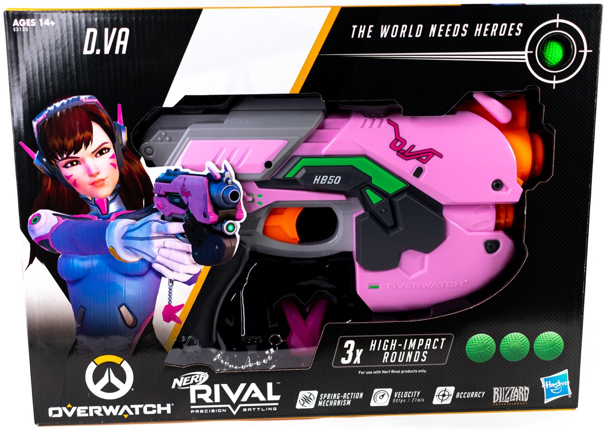 Overwatch D.Va Nerf Rival Blaster with 3 Overwatch Nerf Rival