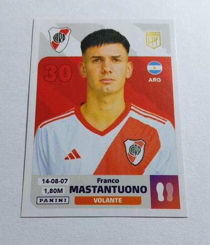 2024 Panini Futbol Argentino Franco Mastantuono Rookie Sticker New Star Invest! - Picture 3 of 3