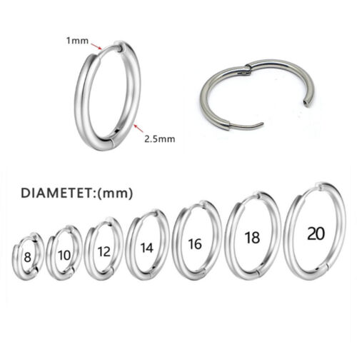 7 Paar Edelstahl Creolen für Damen Herren Hypoallergen Ohrringe Sets - Bild 9 von 13