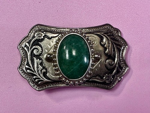 Green Aventurine Quartz Cabochon Cab Stone Centerpiece on Western Belt Buckle - Picture 12 of 12