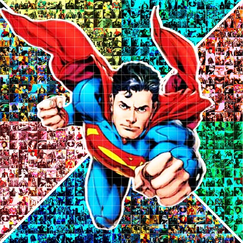 MARIA MURGIA "Superman" Fotomosaico digitale cm 70x70 NUOVA SERIE - Foto 2 di 6