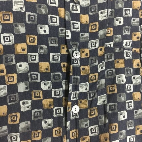 Camisa Retro Casa Moda Estampada Cuadrada con Botones UP Para Hombre Talla XL - Imagen 8 de 8