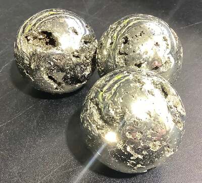 Wholesale Bulk Lot 3 Pack Of Iron Pyrite Crystal Sphere Fool Gold Druzy Orb