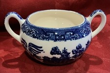 Blue Willow China Pattern Sugar Bowl, No Lid, Unmarked.