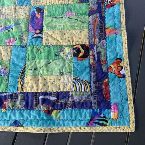 Handmade Lap Blanket Quilt I Spy Sponge Bob Tropical Fish School Bees 44 x 35in - Picture 5 of 12