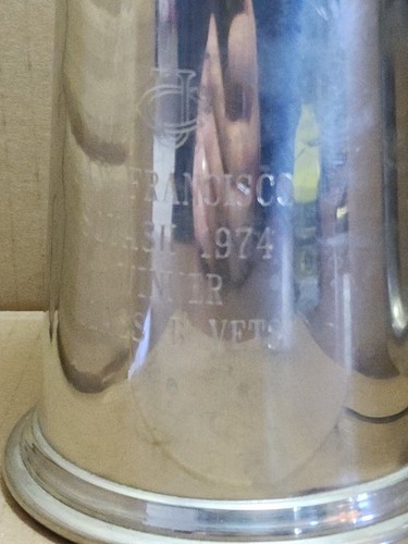 UC San Francisco SQUASH 1974 Winner Class B Vets Award / Trophy Pewter Stein - Picture 3 of 6