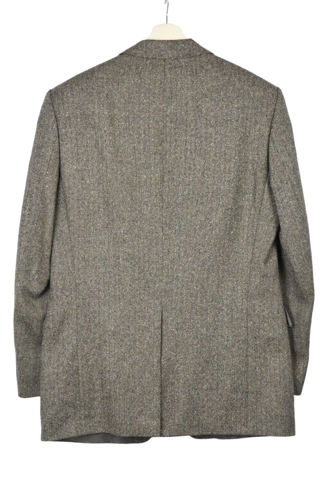 Blazer masculino HUGO BOSS Angelico de seda e lã GRANDE etiqueta preta padrão espinha de peixe - Imagem 2 de 4