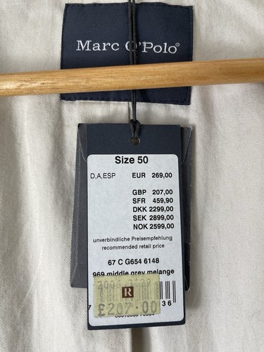 MARC O’POLO Herren Blazer Sakko mittelgrau Wollmischung Slim Fit 2-Knopf Größe 50 - Bild 14 von 16