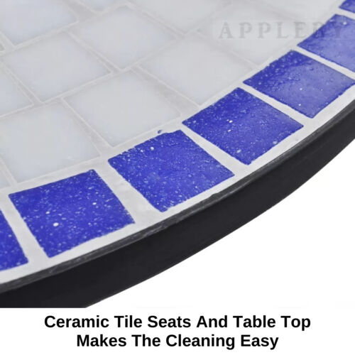 Outdoor Mosaic Bistro Setting Table And Chairs Set Balcony Garden Furniture 3pcs - Picture 5 of 12