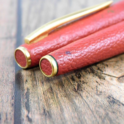 PILOT 18K-750 GOLD BURGUND LEDERFEDER:F FÜLLFEDERHALTER VINTAGE JAPAN MADE A142-2 - Bild 5 von 12