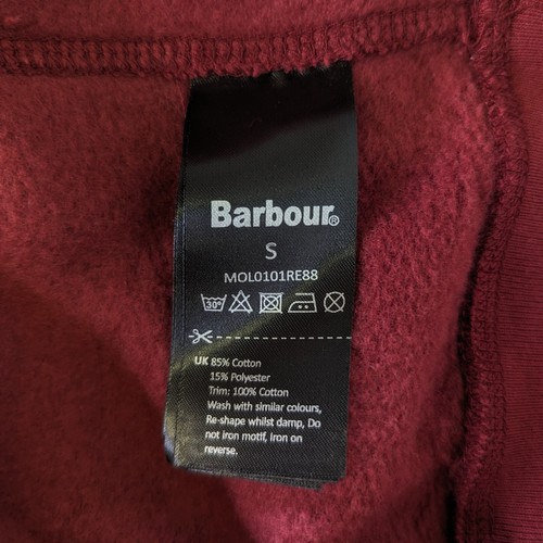 Barbour Mens Small Maroon Prep Spellout Logo Pullover Crew Sweater Sweatshirt - Picture 5 of 5