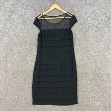 Table Eight Womens Dress Size 8 Black Short Sleeve Shift Zip Layered 25125