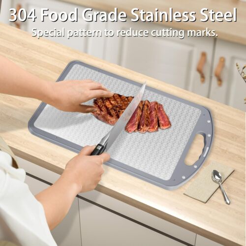 Cutting Board Double Sided 304 Stainless Steel Cutting Board & Wheat Straw Cutti - Picture 2 of 7