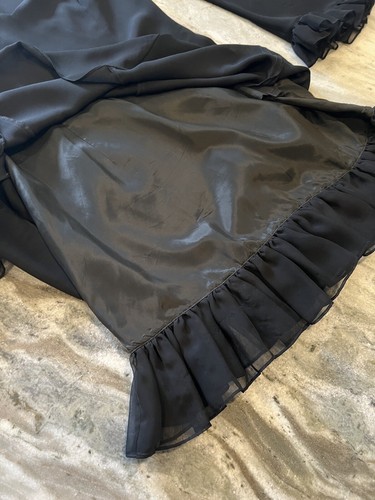 Vivienne Tam Small Black Dress LBD Chiffon Ruffle Cuffs and Hem READ - Picture 10 of 12