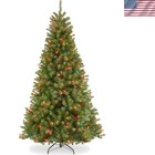 Pre-Lit Artificial Slim Christmas Tree, Green, North Valley Spruce, Multicolo...