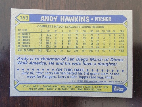 1987 Topps Baseball Pick A Card #1- #204 Complete Your Set - Picture 365 of 403