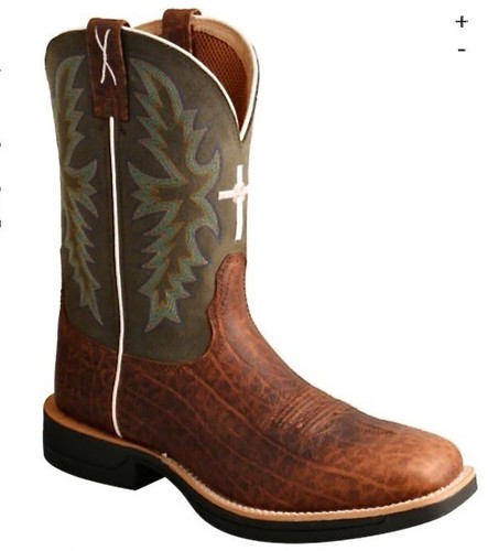 New Men's Twisted X® Men's 11" Tech X All Leather Brown & Green Boots MXW0004 - 第 1/5 張圖片