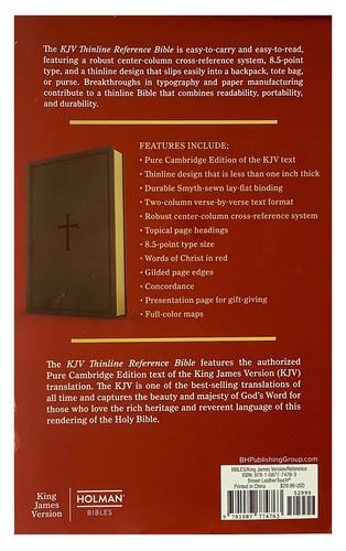 Holman KJV Thin Line Bible; 2022; Brown Leather Touch; 8.5 Point - Imagen 2 de 8