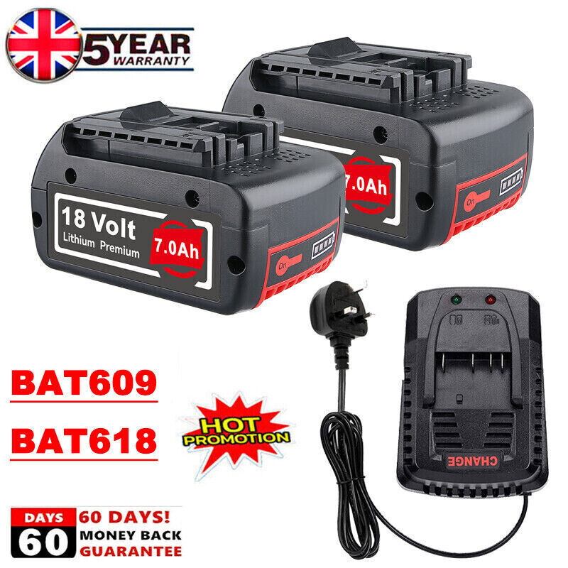 2X Battery For Bosch 18V 7Ah Li-ion BAT609 BAT610 BAT618 17618