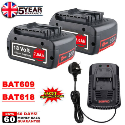 2X Battery For Bosch 18V 7Ah Li-ion BAT609 BAT610 BAT618 17618