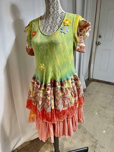 Handmade Boho 1960’s Hi Low Tunic Or Dress Vintage Trims Unique Design One Size - Picture 4 of 4