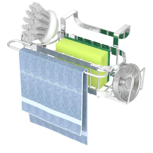 Hanging Silver Kitchen Sink Caddy Sponge Holder In The Sink Stainless Steel Kitc - Picture 7 of 8