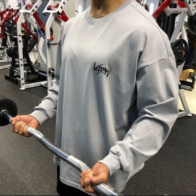 Muscle Fitness Clothes Casual T-shirt Pullover Sweater Men Training  Sportswear