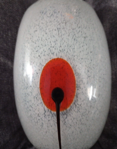 Minimalist Modern White Speckle Glass Vase With Red Flower 7" tall - Picture 5 of 8