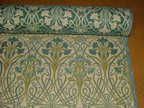 Art Nouveau Azul Prusiano Grueso Cortina Tapicería Cojín Tela Ciega - Imagen 10 de 12