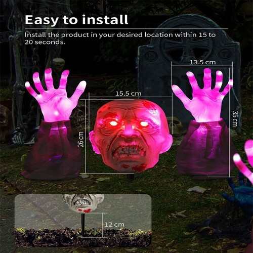 Halloween Light Up Zombie Groundbreaker Scary Lighted Skeleton Decor Outdoor - Picture 10 of 16